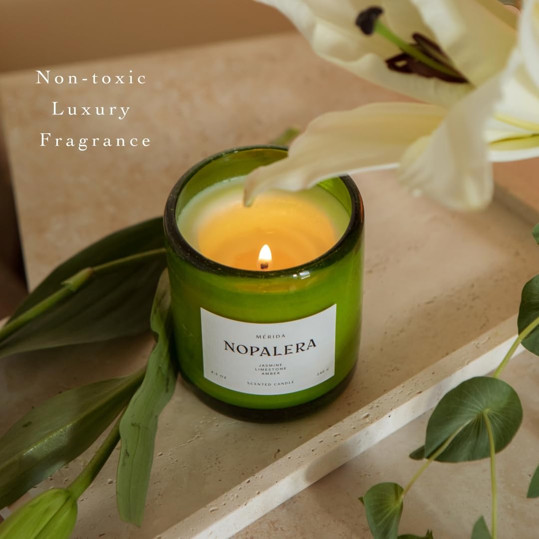 Nopalera Merida Candle in a cozy living room setting creates inviting ambience.