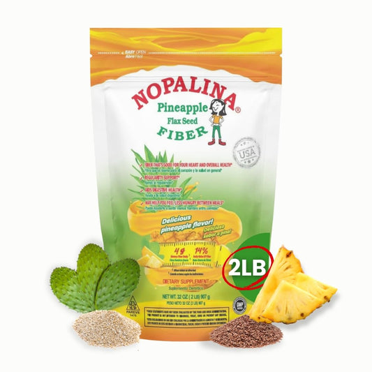 Nopalina Fiber Formula Pineapple front view packaging highlights daily fiber option.