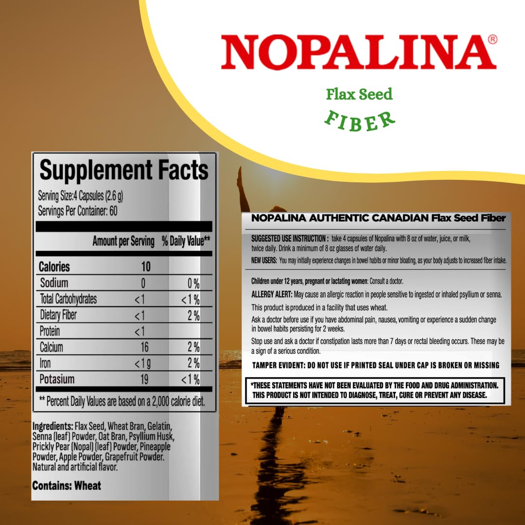 Nopalina Flax Seed Plus Capsules bottle placed in a kitchen drawer for easy access.