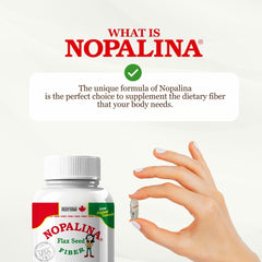 Nopalina Flax Seed Plus Capsules close-up of soft capsules for convenient daily use.