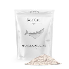 NorCal Organic Marine Collagen bottle pour for easy daily mixing