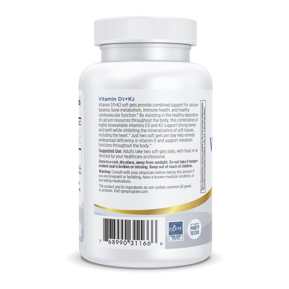 Nordic Naturals 4000 IU D3 and 180 mcg K2 MK-7 for bone health.