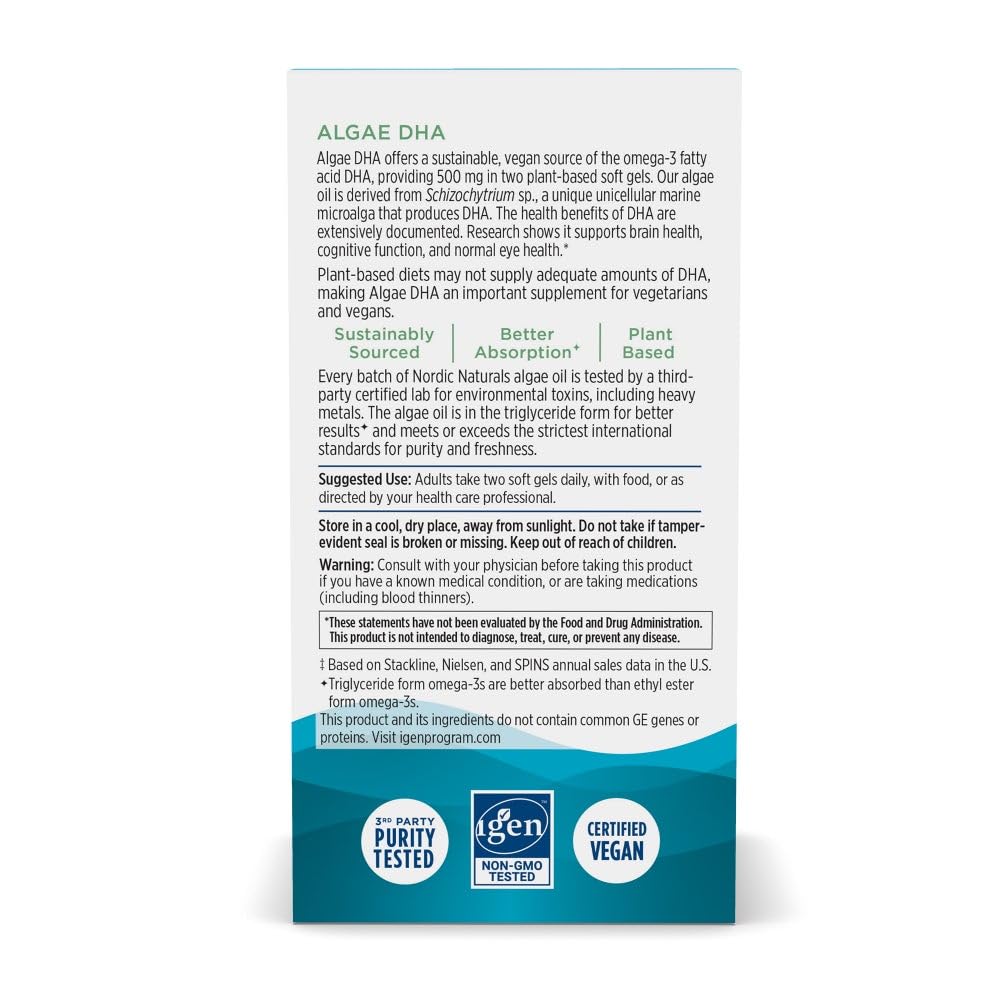 Nordic Naturals Algae DHA bottle label close-up