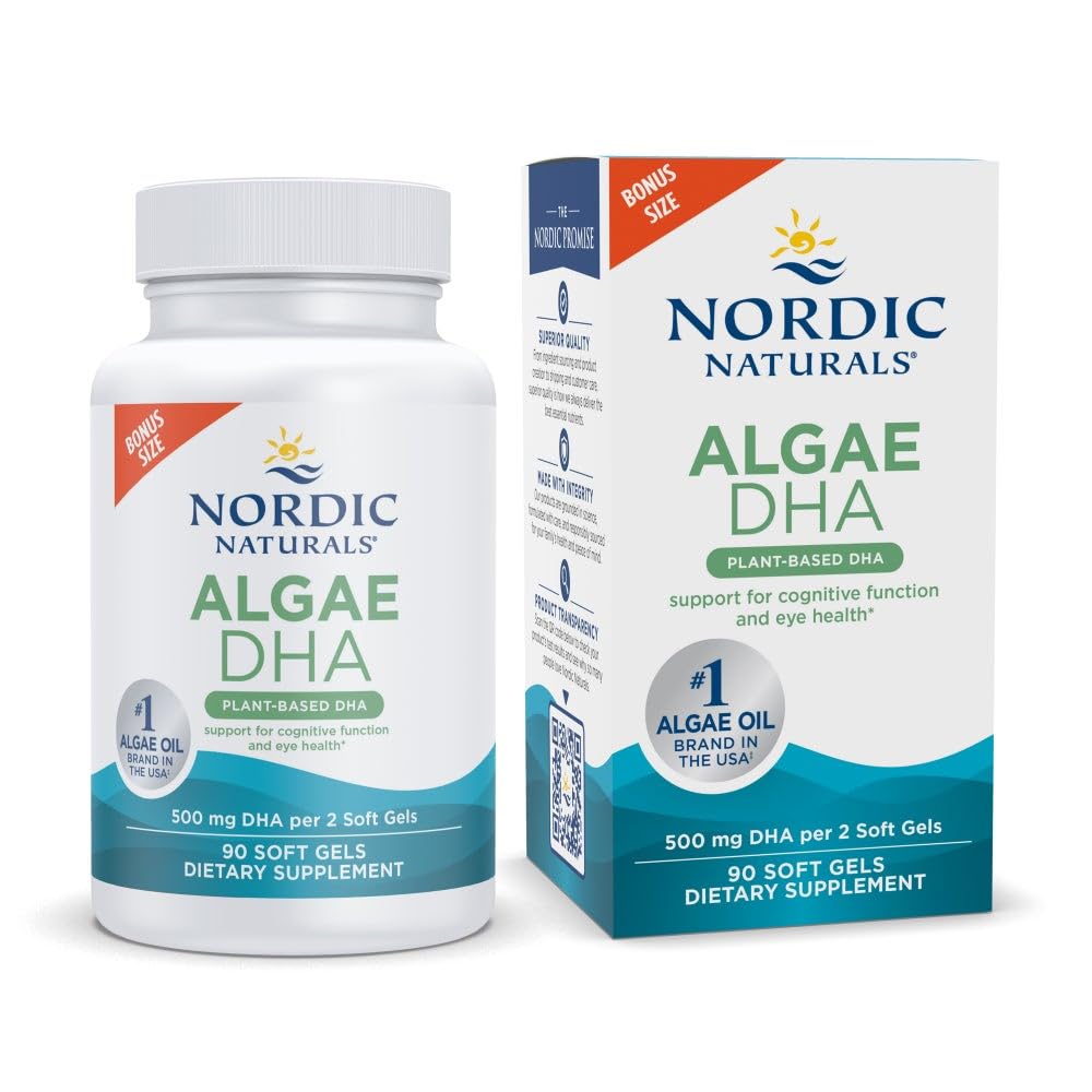 Nordic Naturals Algae DHA softgels for daily brain and eye support