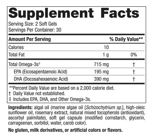 Nordic Naturals Algae Omega close-up showing the vegan algae source.