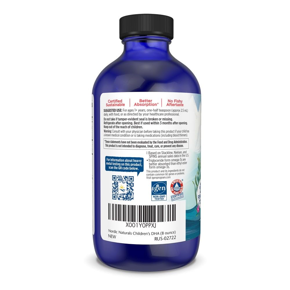 Nordic Naturals Children’s DHA orange dropper ready for precise kid dosing