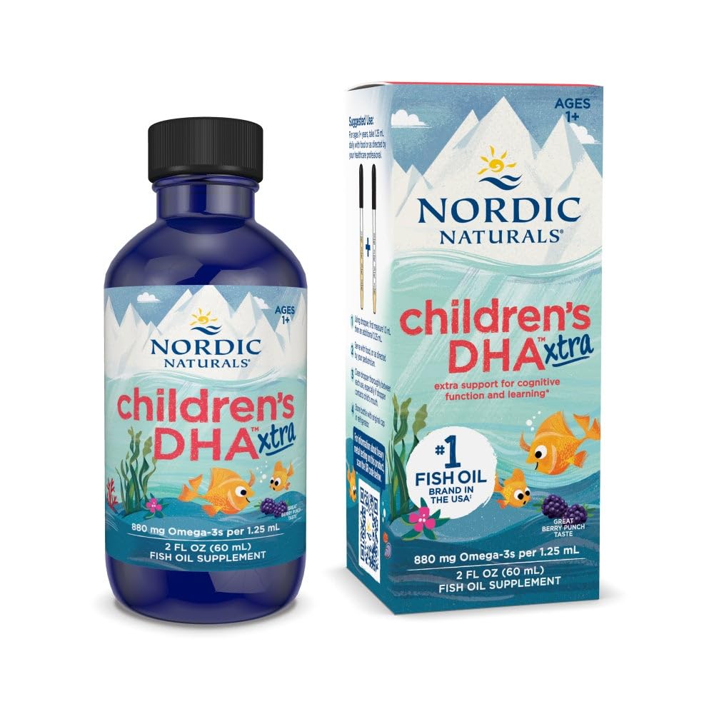 Nordic Naturals Children's DHA Xtra Berry Punch bottle pictured for kid-friendly omega-3 support