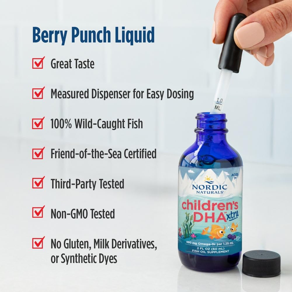 Nordic Naturals kid-friendly Berry Punch bottle with clear labeling for trust