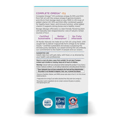 Nordic Naturals Complete Omega-D3 lemon bottle label shows EPA DHA and D3 details.