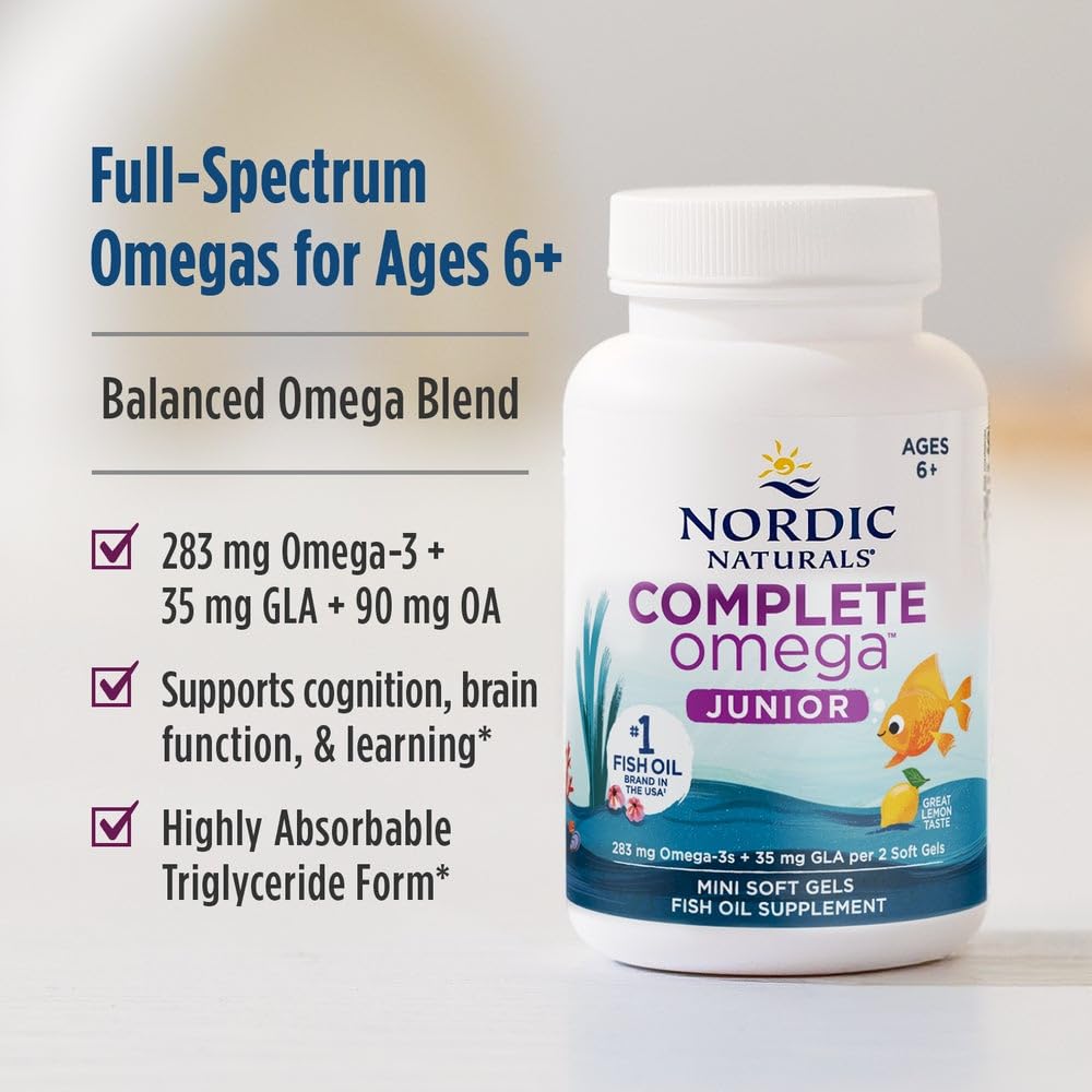 Nordic Naturals Complete Omega Jr. daily dosing makes routine easy for families.
