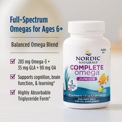 Nordic Naturals Complete Omega Jr. daily dosing makes routine easy for families.