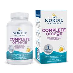 Nordic Naturals Complete Omega lemon bottle with soft gels for daily omega-3 support and refreshing taste.