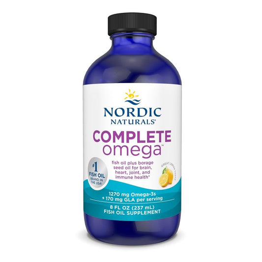 Nordic Naturals Complete Omega Lemon bottle with label, ideal for daily omega-3 support.