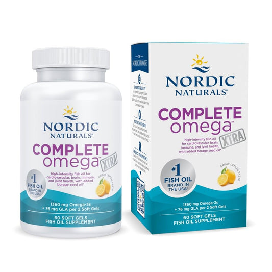 Nordic Naturals Complete Omega Xtra bottle with lemon flavor for easy daily use