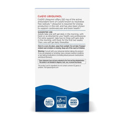 Nordic Naturals CoQ10 Ubiquinol softgel stack highlighting high potency 100 mg per gel