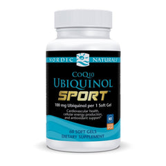 Nordic Naturals CoQ10 Ubiquinol Sport bottle showing NSF Certified for Sport badge