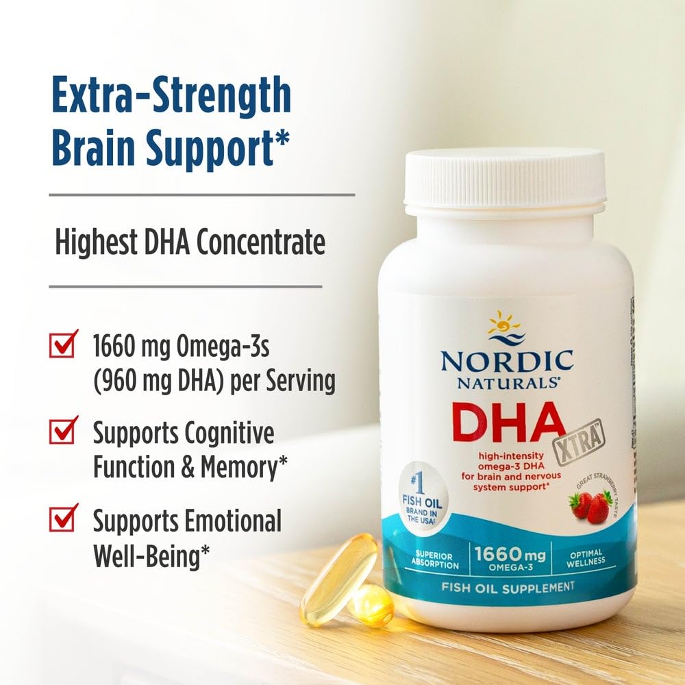 Nordic Naturals DHA Xtra bottle with non-GMO seal indicating quality