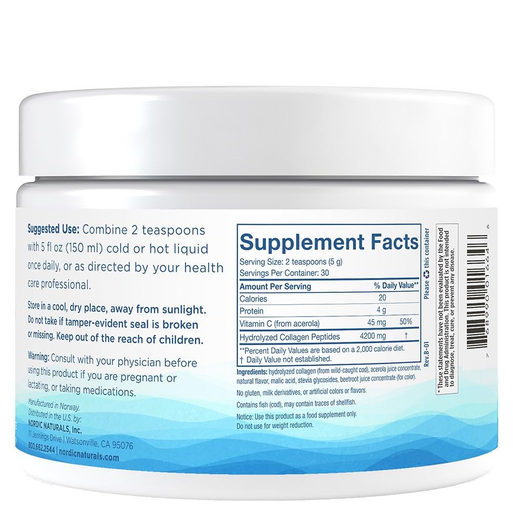 Nordic Naturals beauty powder scoop highlights easy measurement for convenient beverages.