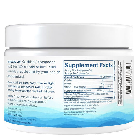 Nordic Naturals beauty powder scoop highlights easy measurement for convenient beverages.