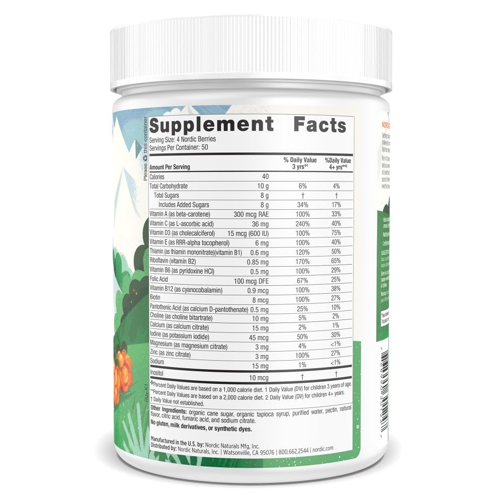 Nordic Naturals Nordic Berries Citrus gummies close-up with bright citrus flavor for kids.
