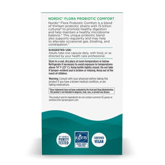 Nordic Naturals Nordic Flora Probiotic Comfort label showing non-GMO and vegan claims