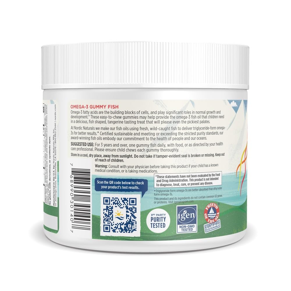 Nordic Naturals Omega-3 Gummy Fish Tangerine close-up chews reveal bright color and soft texture.