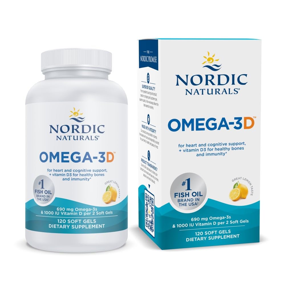 Nordic Naturals Omega-3D lemon bottle for easy daily omega-3 intake.