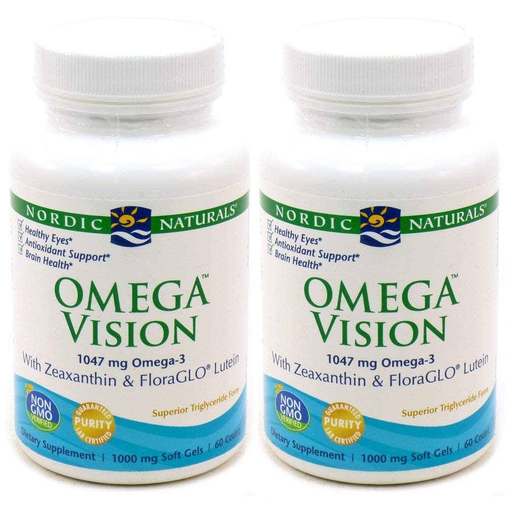 Nordic Naturals Omega Vision lemon bottle supports eye health with lutein and zeaxanthin