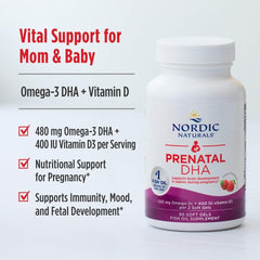 Nordic Naturals Prenatal DHA baby brain development illustration hints future cognitive support.
