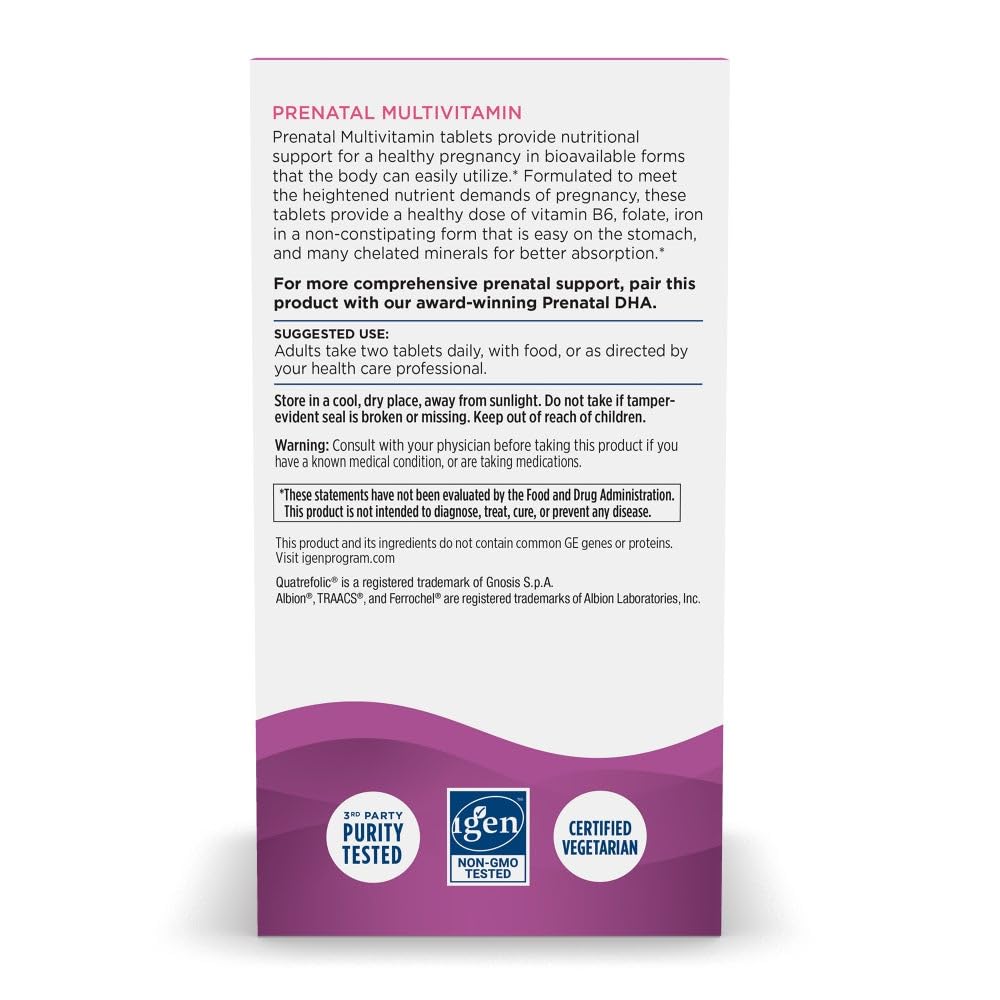 Nordic Naturals Prenatal Multivitamin ingredients label emphasizes bioavailable minerals