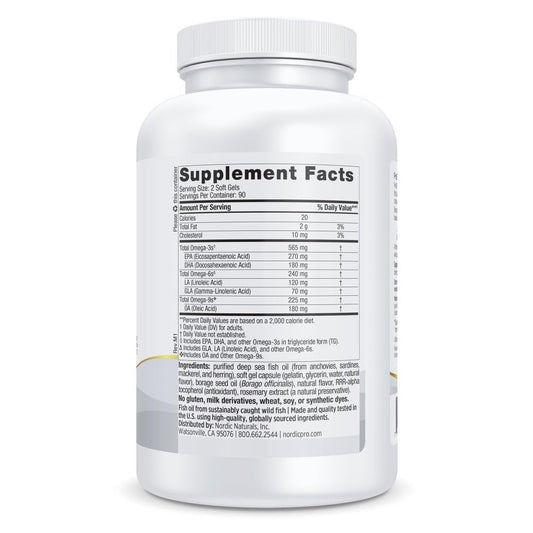Nordic Naturals ProEFA 3-6-9 lemon bottle side – non-GMO ingredients