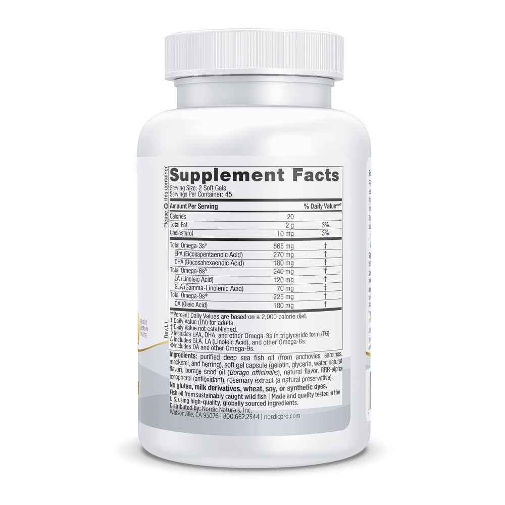 Nordic Naturals ProEFA lemon soft gels with citrus flavor.