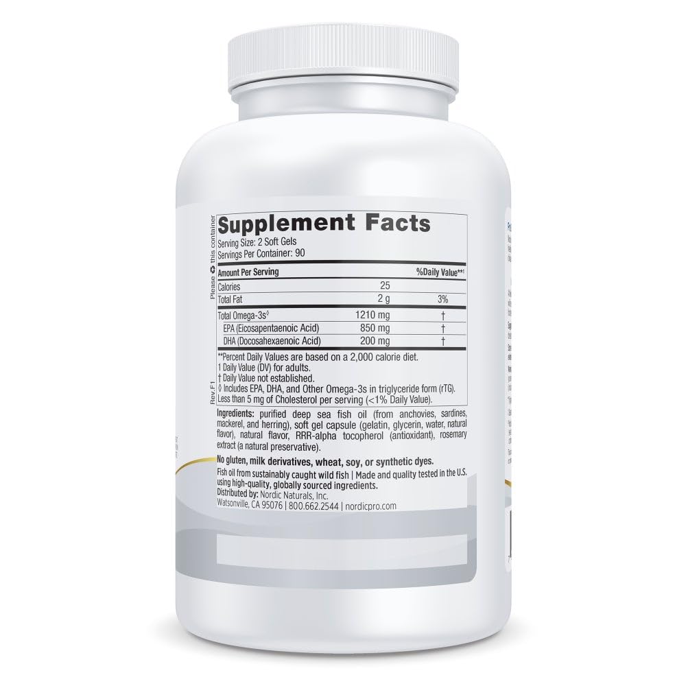 Nordic Naturals ProEPA Lemon bottle pour illustrates simple daily dosing.
