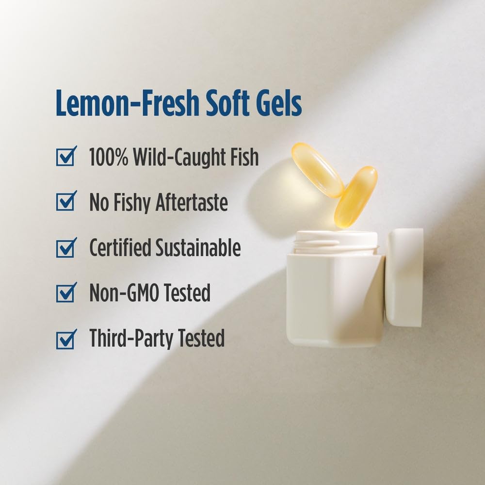 Nordic Naturals ProEPA Lemon lemon slice suggests fresh lemon flavor.