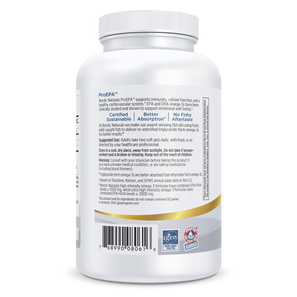 Nordic Naturals ProEPA Lemon softgels ready for fast absorption.