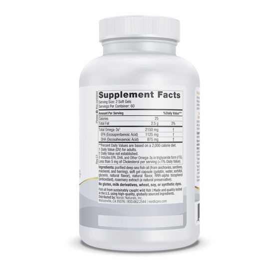 Nordic Naturals ProOmega 2000 lemon soft-gels with pleasant flavor for easy daily intake.