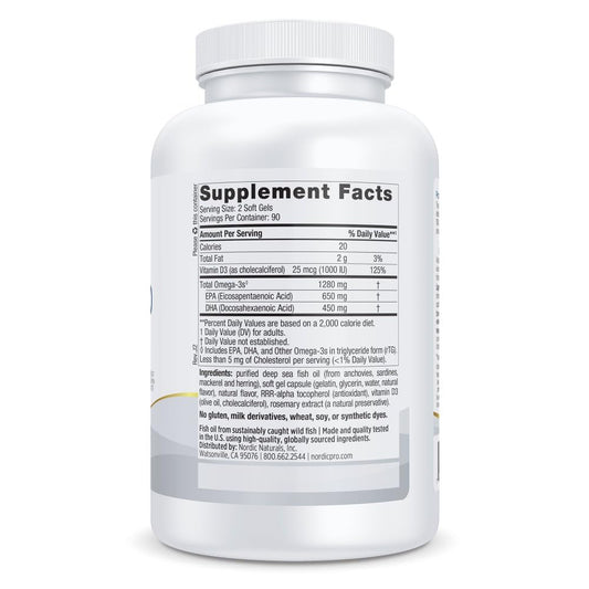 Close-up of ProOmega-D lemon softgels in bright packaging.