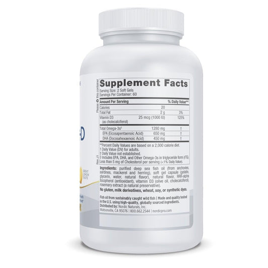 ProOmega-D lemon softgels beside sliced lemon suggesting convenient intake