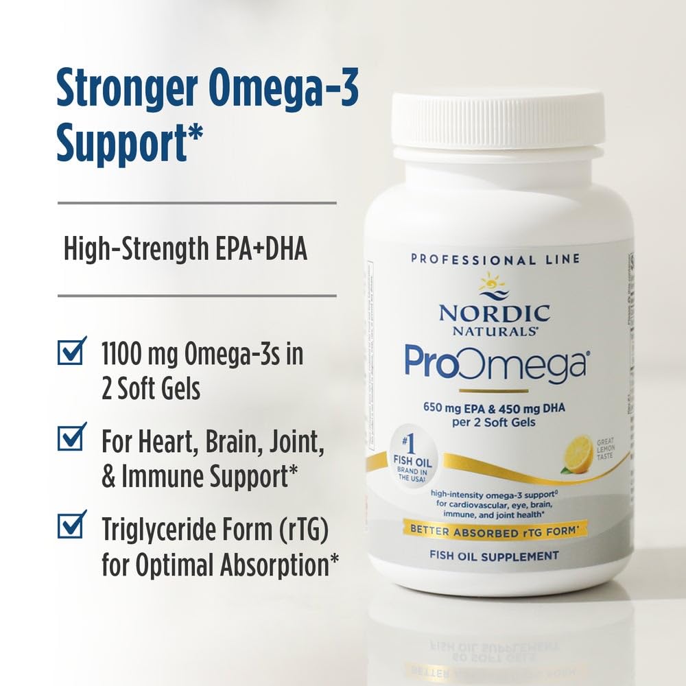 Nordic Naturals ProOmega lemon jar front reflecting premium omega-3 supplement