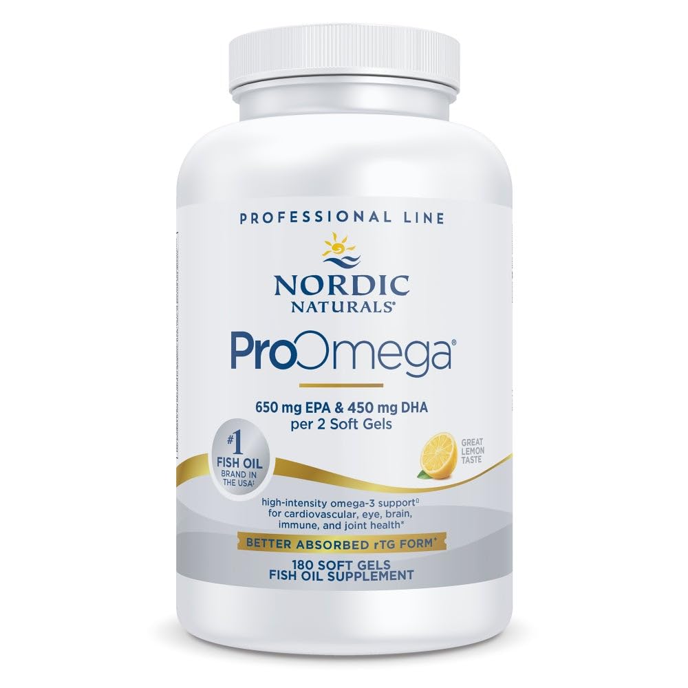 Nordic Naturals ProOmega lemon soft gels bottle for easy daily heart and brain support