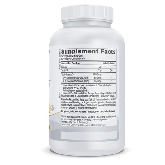 Nordic Naturals ProOmega lemon softgels offer clean delivery with less fishy aftertaste
