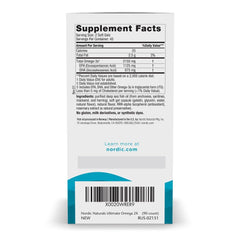 Nordic Naturals Ultimate Omega 2X label closeup highlighting purity and non-GMO ingredients.