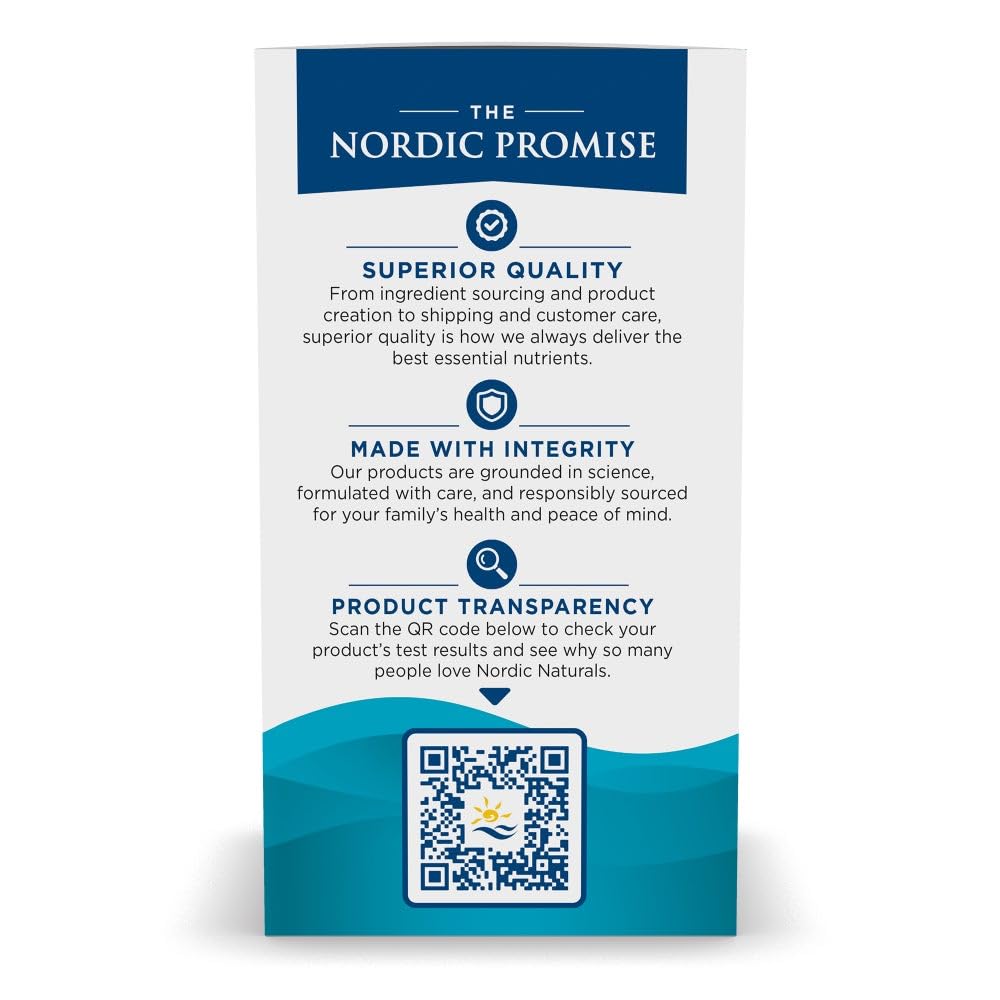 Nordic Naturals label close-up emphasizes non-GMO gluten- and dairy-free ingredients