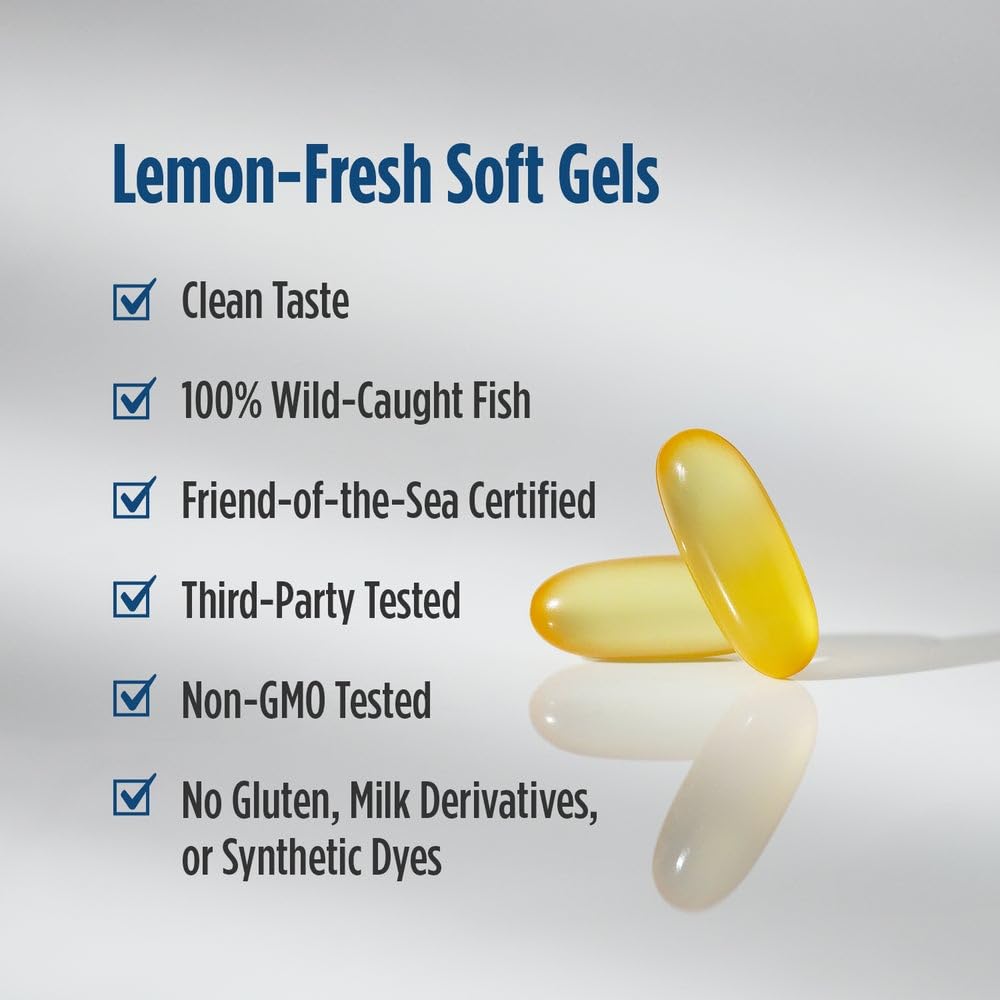 Nordic Naturals Ultimate Omega 2X lemon zest imagery suggests flavor appeal