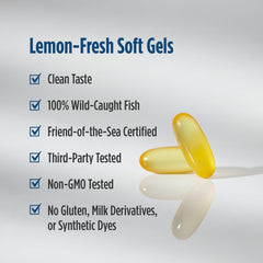 Nordic Naturals Ultimate Omega 2X lemon zest imagery suggests flavor appeal