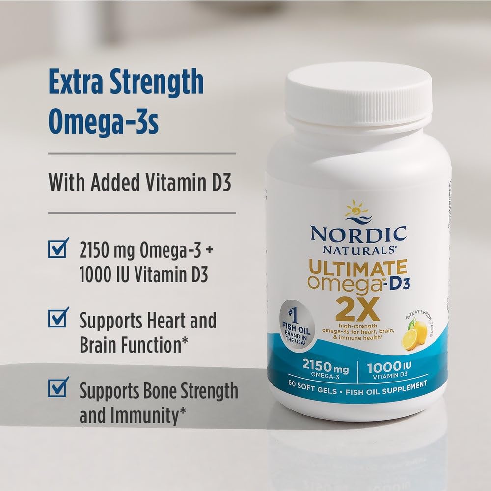 Nordic Naturals Ultimate Omega 2X softgels in blister pack indicates dosage