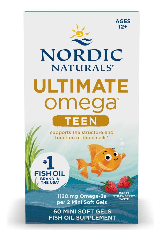 Nordic Naturals Ultimate Omega 2x Teen strawberry flavor close-up emphasizing taste appeal