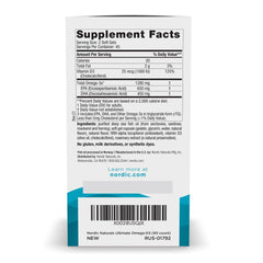 Nordic Naturals Ultimate Omega-D3 soft gels closeup showing lemon flavor and smooth texture.