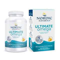Nordic Naturals Ultimate Omega lemon bottle, high-potency omega-3 for daily heart and brain support