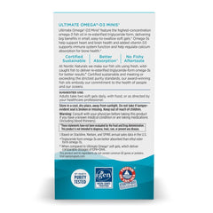 Nordic Naturals Ultimate Omega Mini D3 lemon nutrition label shows clear ingredients.